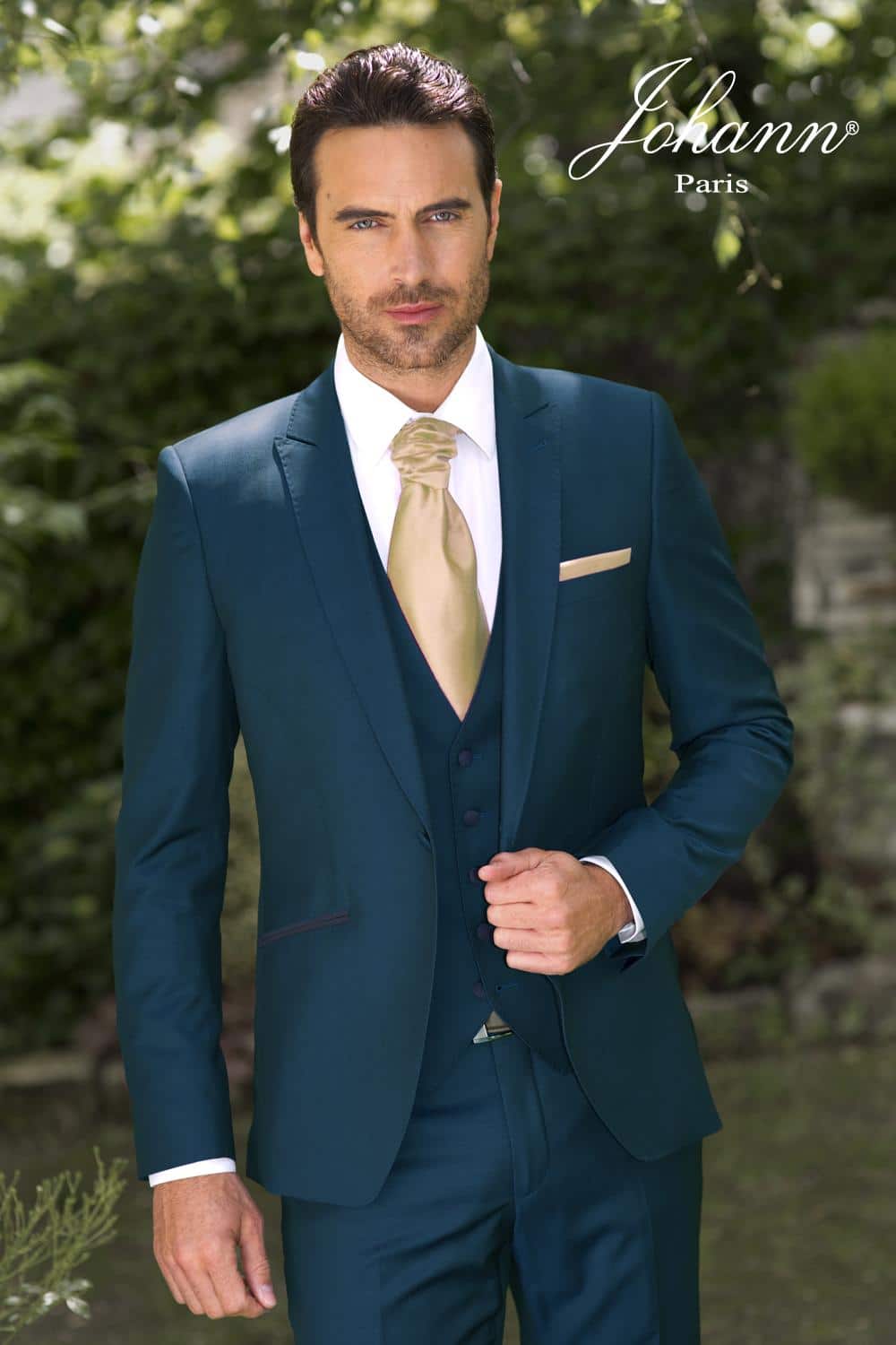Costume homme bleu vert accessoires Gold