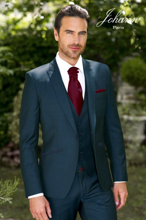 Costume mariage Parigi Bleu Vert avec Gilet