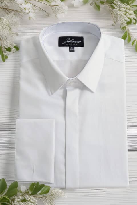 Chemise Cérémonie - Col classique poignet mousquetaire - Blanche