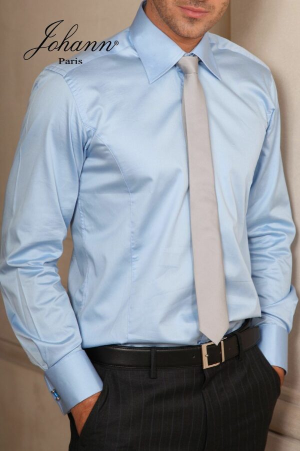 Chemise Business - Col classique satiné - Bleue