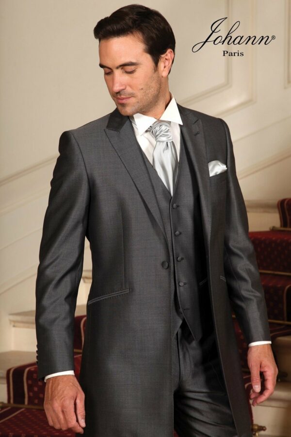 Redingote gris Anthracite & gilet Satin Silver – Image 2