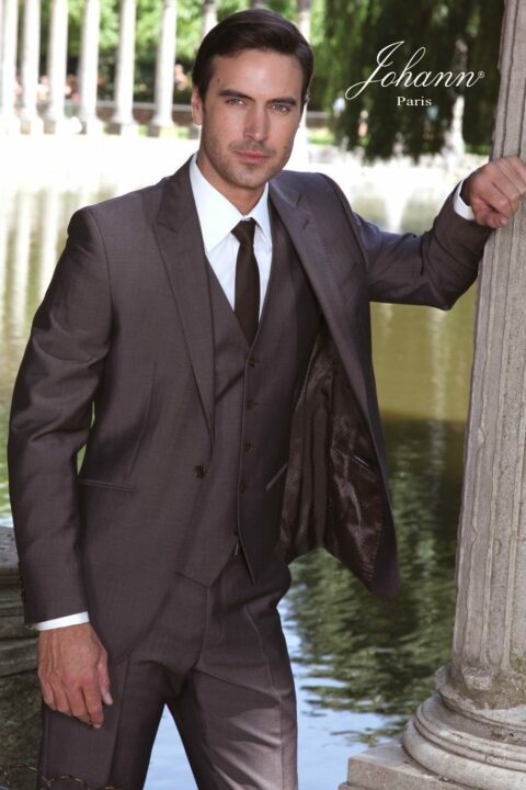 Costume ville 1 bouton avec gilet gris taupe