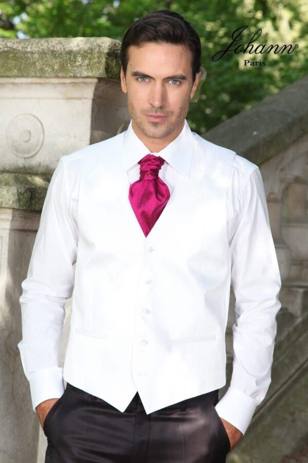 Gilet soie sauvage uni Blanc
