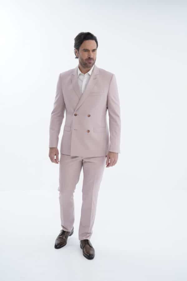 Costume sur-mesure croisé - Rose poudré – Image 3
